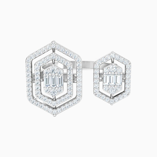 LDR3178 - Hexagon Diamonds Two Headed Ring In 18K Gold - 144100308261151-1.jpg