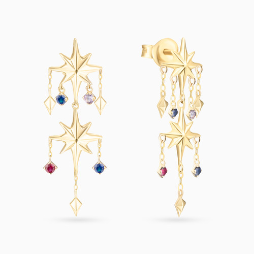 MLE112 - Star Colored Stones Chandelier Earrings in 18K Gold - E11031100112001-1.jpg
