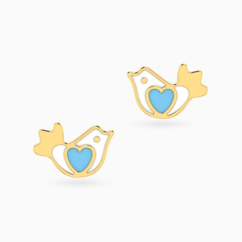 MLE528 - Kids Bird Colored Stones Stud Earrings in 14K Gold - 101031400092001-3.jpg