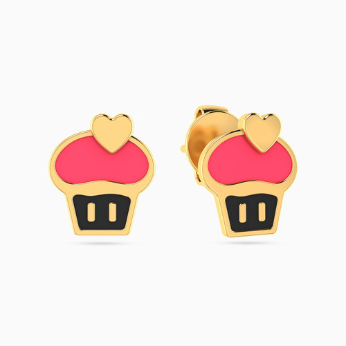 MLE523 - Kids Cupcake Colored Stones Stud Earrings in 14K Gold - 101031800492001-1.jpg