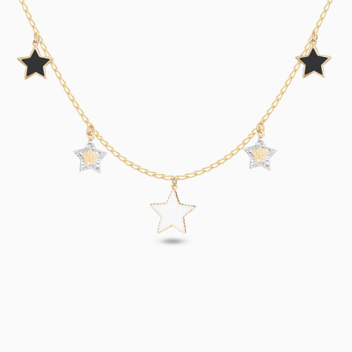 MLR702 - Stars Shaped Enamel Coated Charms with Chain in 18K Gold - 21046110130-1.jpg