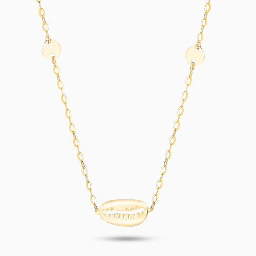 MLR708 - Shell Shaped Pendant with Chain in 18K Gold - 21046110433-1.jpg