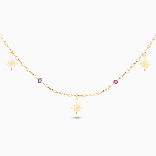 MLN1416 - Stars Colored Stones Necklace in 18K Gold - E11051400012421-1.jpg