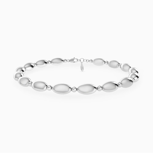 WB233 - Arranged Beads Chain Bracelet In Silver - 167101300071180-1.jpg