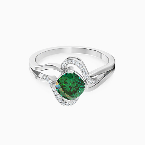 LDR392 - Circle Diamond & Green Stones Ring in 18K Gold - 144100301631141-1.jpg