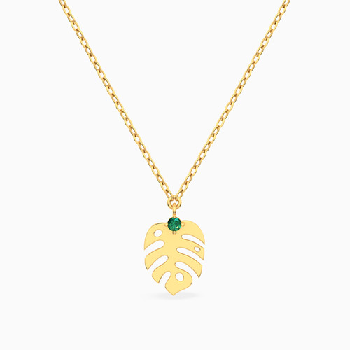 LIN1167 - Leaf Green Stone Necklace In 14K Gold - 102051801662401-1.jpg