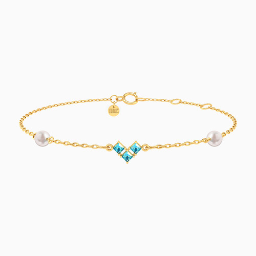 MLB773 - Square Blue Stones & Pearls Chain Bracelet In 18K Gold - 111101800122181-1.jpg