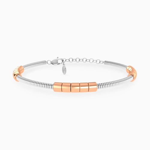 WB262 - Beaded Chain Bracelet In Silver & Rose Gold Plating - 167101800116200-1.jpg