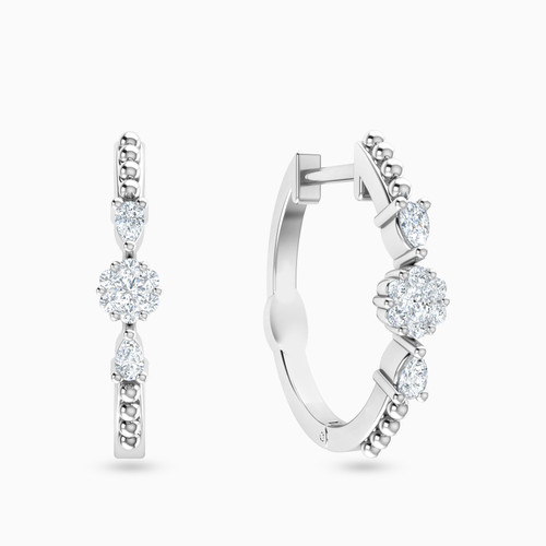 LDE857 - Cluster Diamond Hoop Earrings In 18K Gold - 144200301491001-1.jpg
