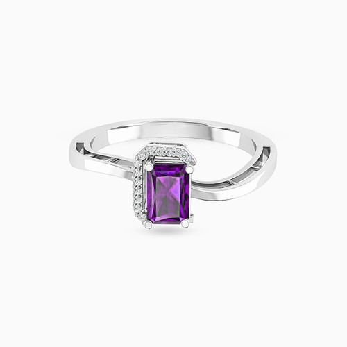 LDR376 - Baguette Diamond & Purple Stone Ring in 18K Gold - RG10-1190-1.jpg