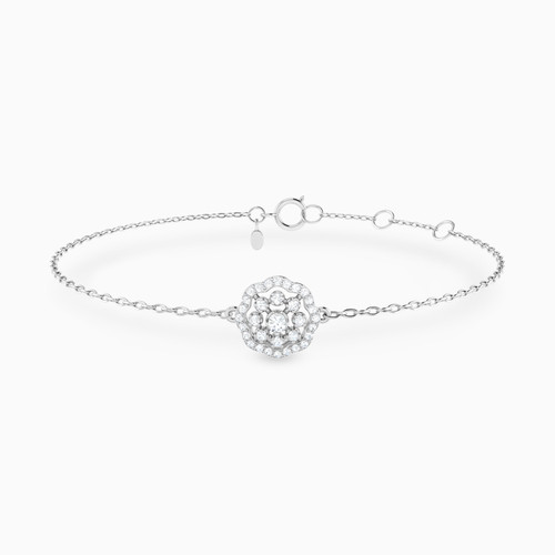 LDB654 - Flower Cluster Diamond Chain Bracelet In 18K Gold - 144361101781181-1.jpg