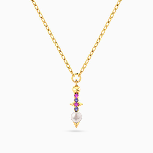 MLN1820 - Spear Colored Stones & Pearl Necklace In 18K Gold - 111051800592401-1.jpg