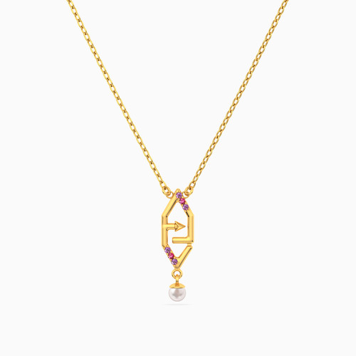 MLN1818 - Inner Arrow Colored Stones & Pearl Necklace In 18K Gold - 111051800562401-1.jpg