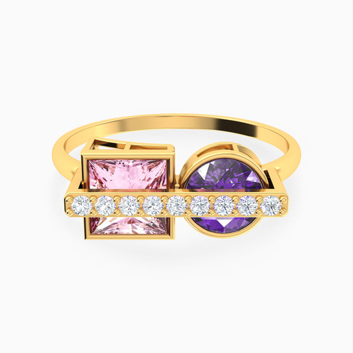 LIR346 - Round & Square Colored Stones Ring in 14K Gold - 102021800422151-1.jpg