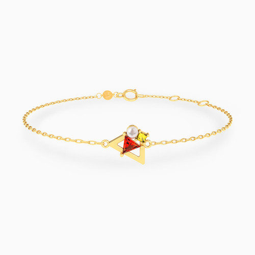 LIB301 - Open Triangle Colored Stone & Pearl Chain Bracelet in 14K Gold - 102101800242181-1.jpg