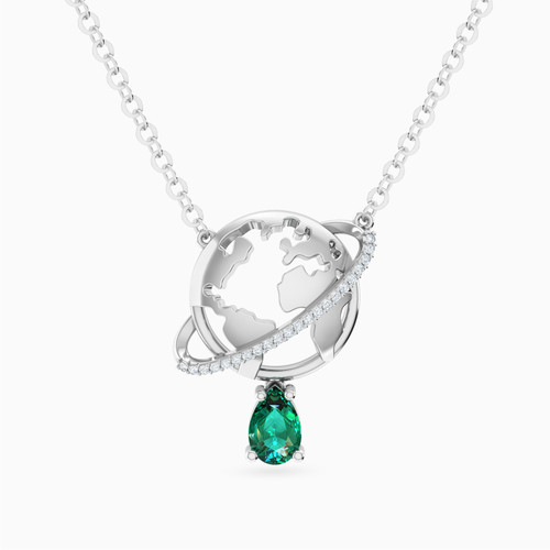 LDN2387 - World Map with Orbit Green Stone & Diamond Necklace in 18K Gold - 144500306861451-1.jpg