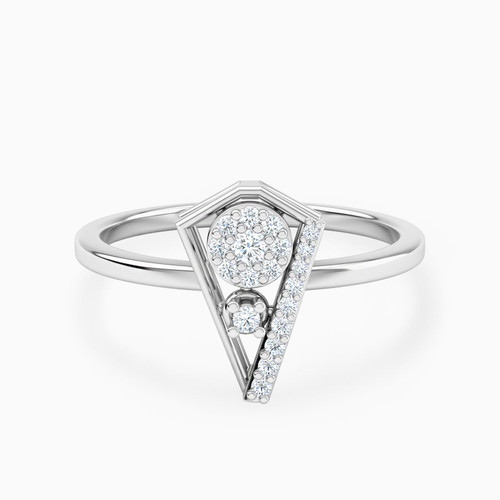 LDR3696 - Triangular Frame & Cluster Diamond Ring in 18K Gold - 144101100561151-1.jpg