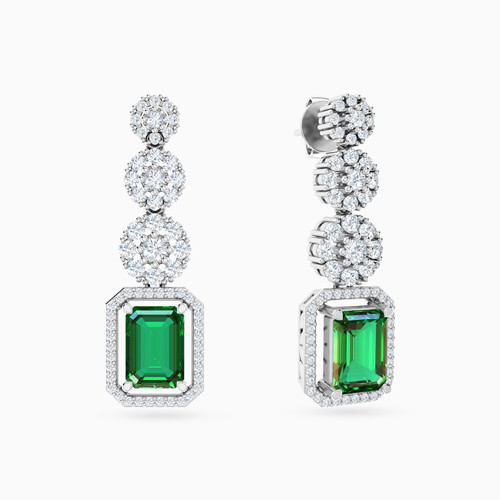 LDE903 - Round Clusters & Rectangle Green Stone & Diamond Stud Earrings in 18K Gold - 144202200071001-1.jpg LDE903 - Round Clusters & Rectangle Green Stone & Diamond Stud Earrings in 18K Gold - 144202200071001-1.jpg