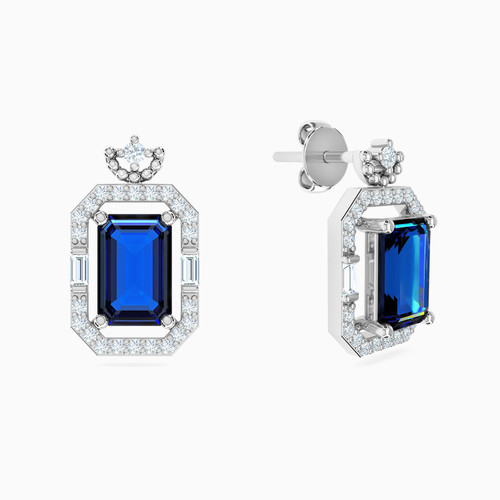 LDE896 - Rectangle Frame Blue Stone & Diamond Stud Earrings in 18K Gold - 144202200171001-1.jpg