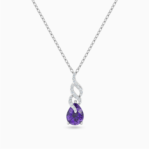 LDN379 - Pear Diamond & Purple Stone Necklace in 18K Gold - HS40-216-1.jpg