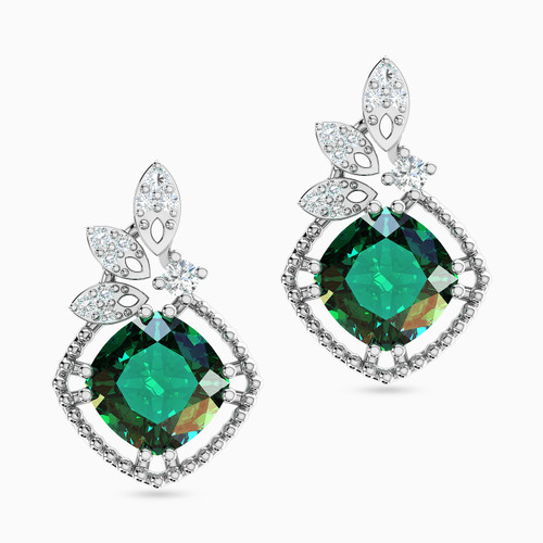 LDE906 - Leaf & Cushion Green Stone & Diamond Stud Earrings in 18K Gold - 144202200151001-1.jpg