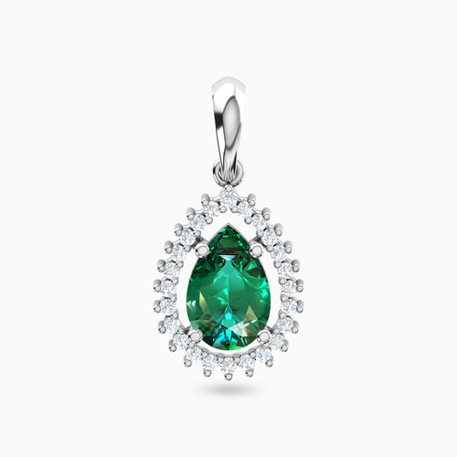 LDN499 - Pear Diamond & Green Stones Pendant in 18K Gold - 144400300331003-1.jpg