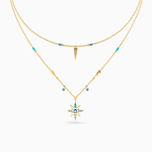 MLN1889 - Star Colored Stones Layered Necklace in 14K Gold - 111051101372421-1.jpg