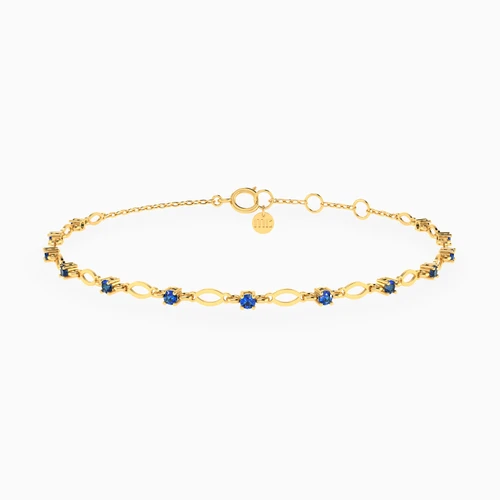 MLB803 - Links & Blue Stones Chain Bracelet In 14K Gold - 101101100552181-1.jpg