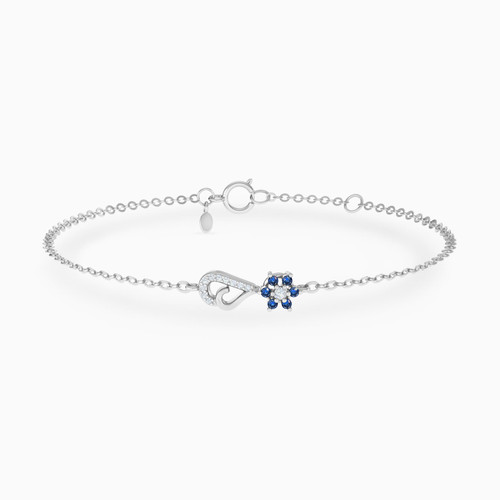 LDB733 - Heart & Flower Blue Stones & Diamond Chain Bracelet in 18K Gold - 144360301931181-1.jpg
