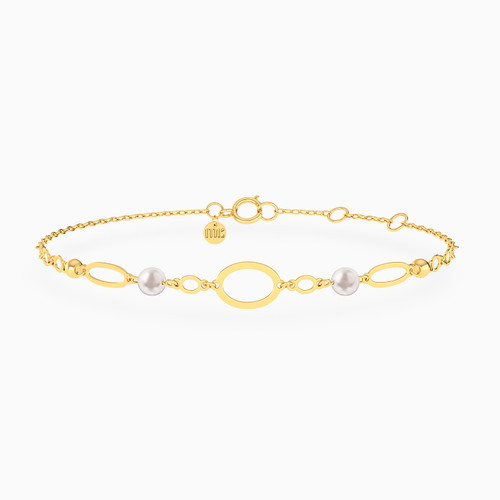 MLB815 - Oval Links Pearls Chain Bracelet in 14K Gold - 101101400412181-1.jpg