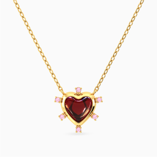 MLN1921 - Heart Red Stone Necklace in 14K Gold - 101050300382401-1.jpg