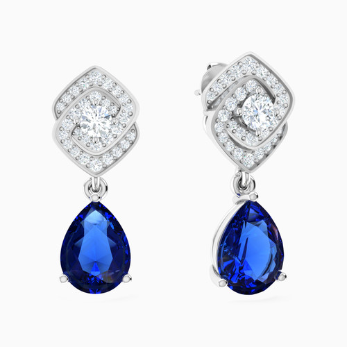 LDE926 - Interlocked Squares & Pear Blue Stone & Diamond Drop Earrings in 18K Gold - 144202200551003-1.jpg