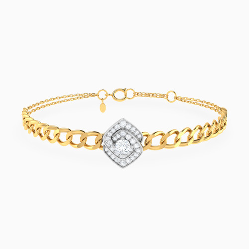 LDB730 - Bold Chain & Interlocked Squares Diamond Chain Bracelet in 18K Gold - 144361101974181-1.jpg