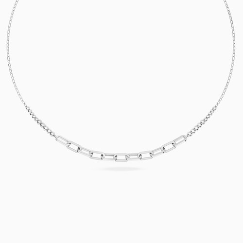 WN456 - Paperclip Links & Beads Necklace in Silver - 167051300191450-1.jpg