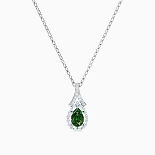 LDN1418 - Pear Diamond & Green Stones Necklace in 18K Gold - 144500305861451-1.jpg