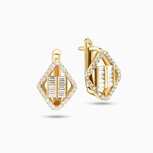 LGE229 - Lozenge Cubic Zirconia Earrings In 18K Gold - 413031800182001-1.jpg