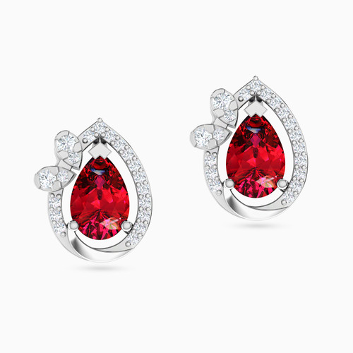 LDE312 - Pear Diamond & Red Stone Stud Earrings in 18K Gold - 144202200181001-1.jpg