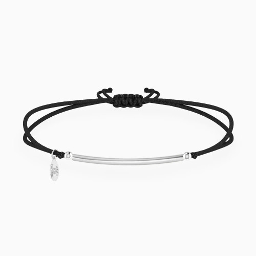 WB323 - Beads & Bar Black Cord Bracelet in Silver - 167101300141261-1.webp