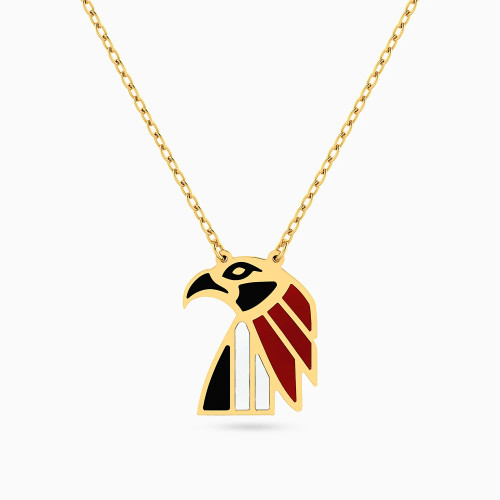 LIN1280 - Egyptian Eagle Enamel Coated Necklace in 14K Gold - 102051400102401-1.webp