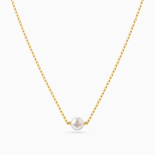 MLN1970 - Single Pearl Chain Necklace in 9K Gold - 191050200012421-1.webp