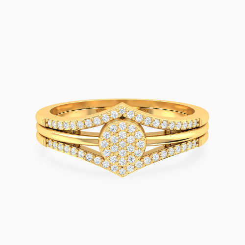 MLR893 - Round Cluster & Three Bands Diamond Split Shank Ring in 14K Gold - 171100300052141-1.webp