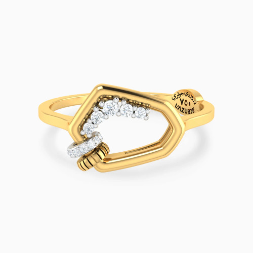 LDR4115 - Faceted Geometric Frame Diamond Ring in 18K Gold - 144101102104151-1.webp