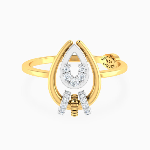 LDR4114 - Two Drops & Circular Loops Diamond Ring in 18K Gold - 144101102094151-1.webp
