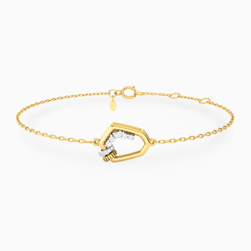 LDB825 - Faceted Geometric Frame Diamond Chain Bracelet in 18K Gold - 144361102104181-1.webp