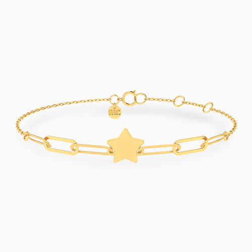 MLB921 - Star & Elongated Links Chain Bracelet in 14K Gold - 101101400512180-1.webp