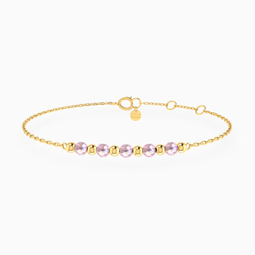 MLB902 - Beaded Purple Stones Chain Bracelet in 14K Gold - 101100200312181-1.webp