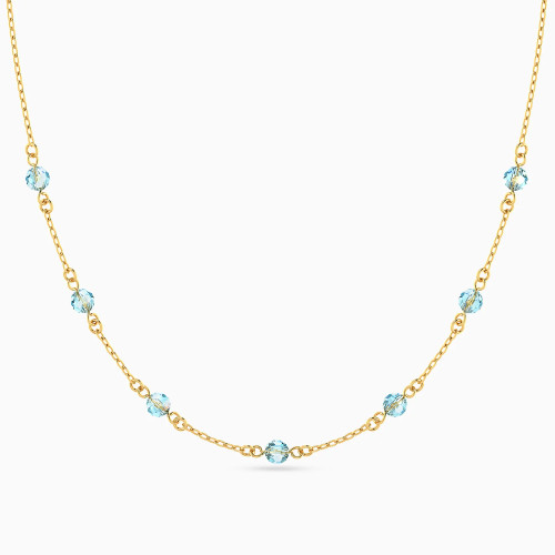 MLN2080 - Spaced Blue Stones Chain Necklace in 14K Gold - 101050200162401-1.webp