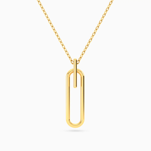 MLN2096 - Elongated Oval Loop & Sleek Bar Necklace in 9K Gold - 191051100072400-1.webp