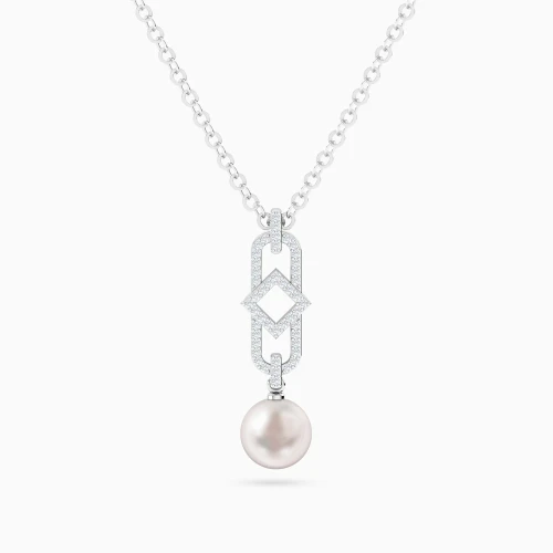 LDN2708 - Geometric Link Pearl & Diamond Necklace in 18K Gold - 144501102231451-1.webp
