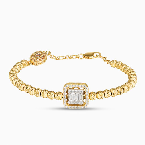 LGB751 - Square Cluster Cubic Zirconia Beaded Bracelet in 18K Gold - 113091800482001-1.jpg